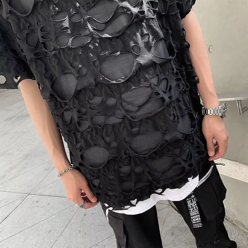 ABOORUN Harajuku hommes cravate colorant T-Shirts haute qualité coton Slim fit