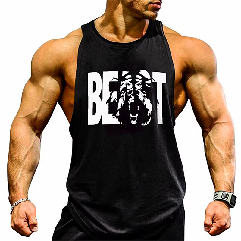 Vêtements de marque de gymnastique musculation Fitness débardeurs de course pour hommes entraînement gilet imprimé