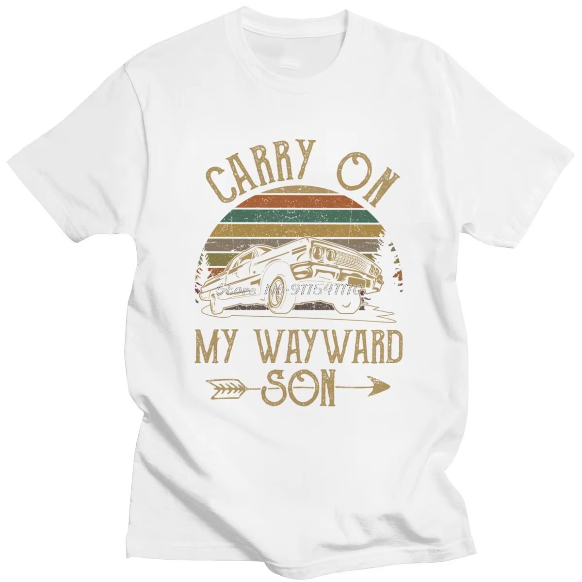 T-shirts surnaturels T-shirt vintage pour hommes Carry On My Wayward Son Dark Heather
