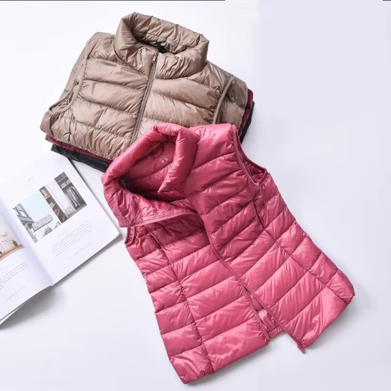 Gilet court en duvet de canard ultraléger pour femme