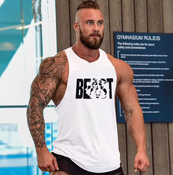 Vêtements de marque de gymnastique musculation Fitness débardeurs de course pour hommes entraînement gilet imprimé