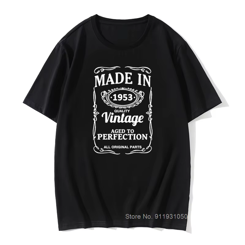 T-shirt imprimé homme 66 67 68 69 70 ans cadeau 1951 1952 1953 1954 1955 motif 100% coton anniversaire