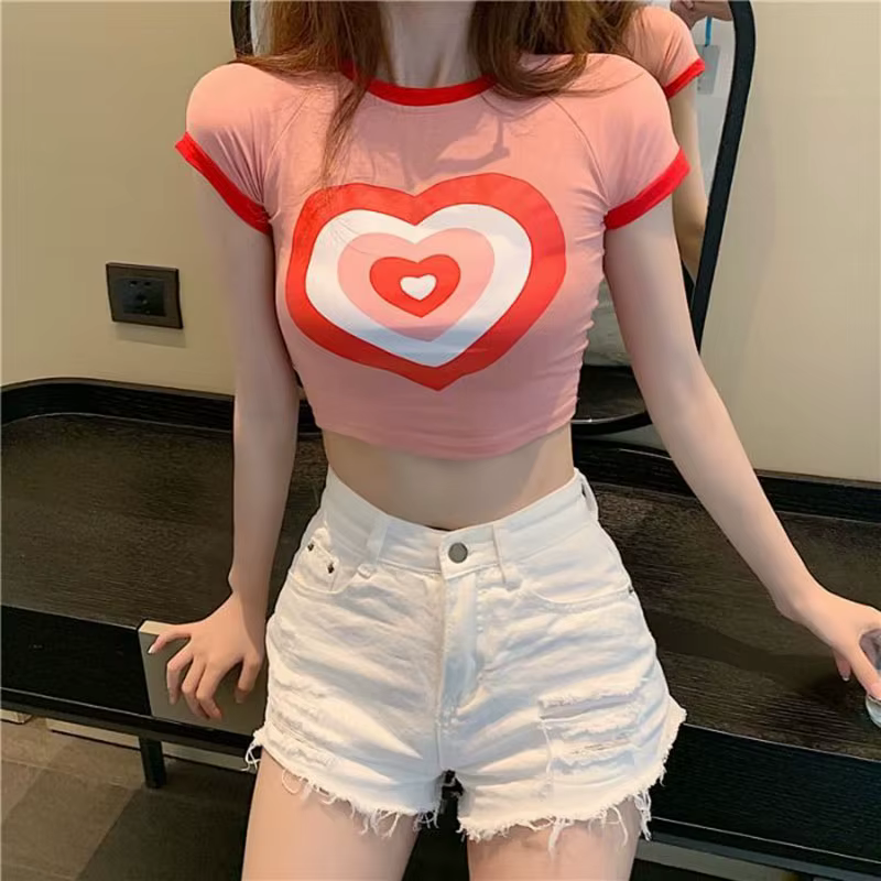 T-shirt court rose pour femmes