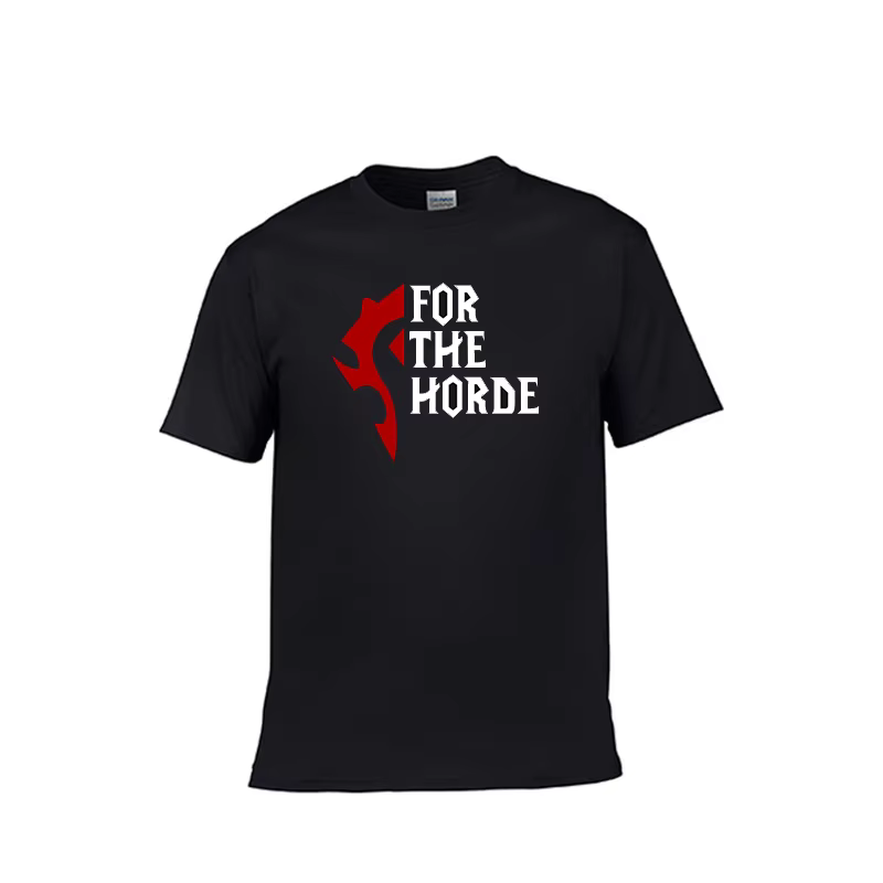 T-shirt noir à manches courtes pour homme, 100% coton, style warcraft, unisexe