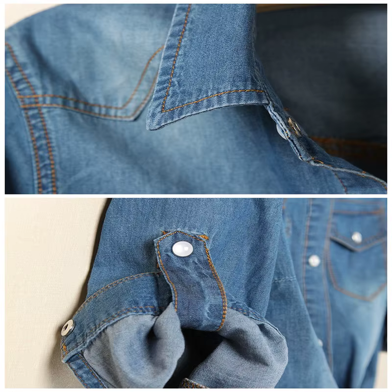 Chemise kimono en denim à manches courtes pour femmes