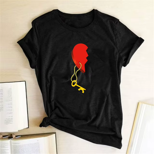 Couples T-shirt coeur clé serrure Mr mme imprimer Couple