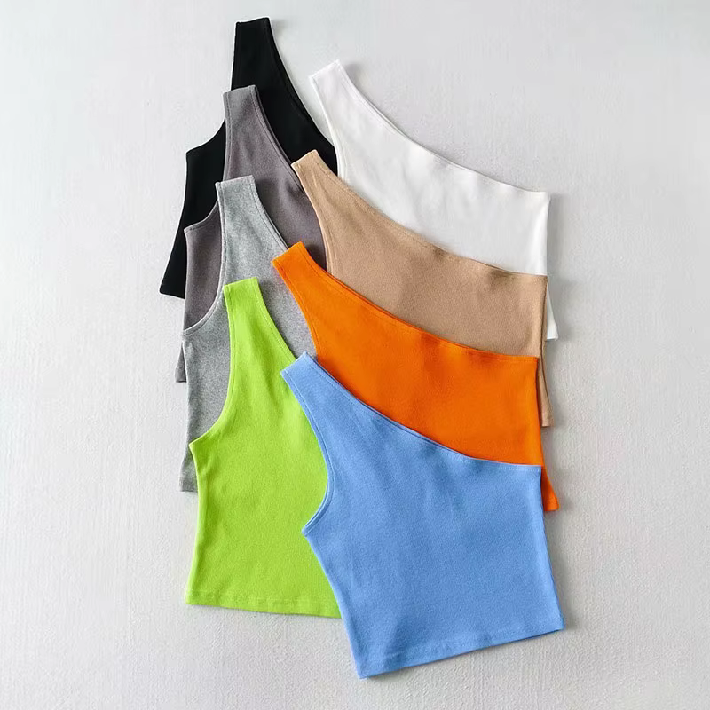 Débardeur court à col oblique pour femmes, corset élastique, sexy, mince, en Y