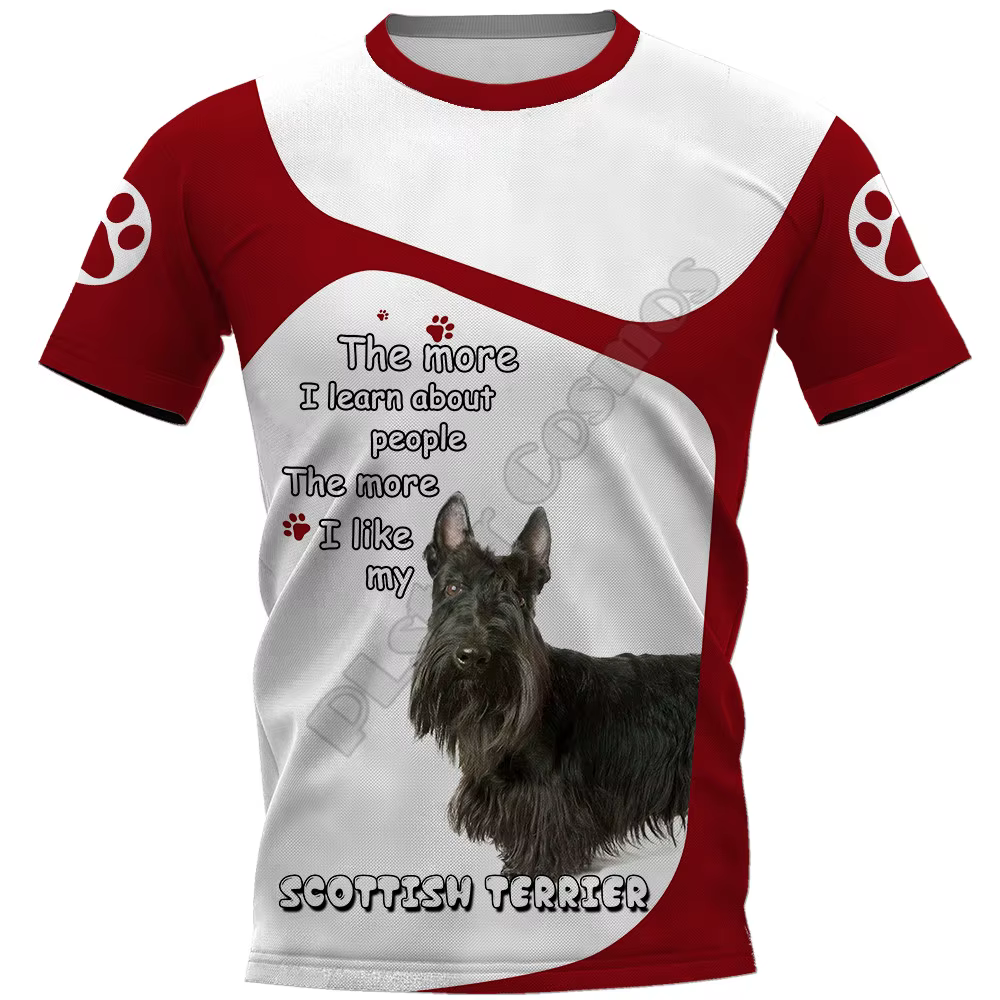 Scottish Terrier 3D imprimé T-shirts femmes pour hommes été