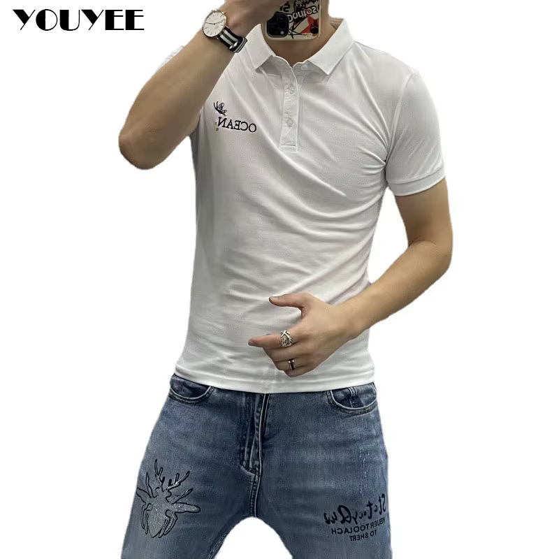 Polo brodé avec lettre injecteur pour homme