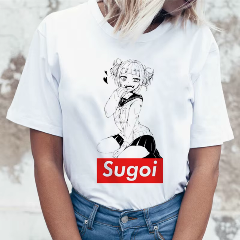 Ahegao-T-shirt dessin animé pour femme