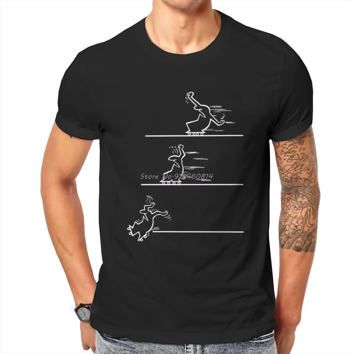 Skateboard La Linea t-shirt classique mode hommes coton col rond