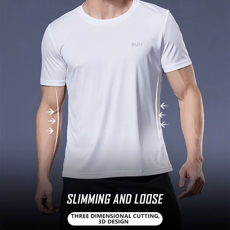 T-shirt à Manches Courtes et Col Rond en Polyeste Violet pour Homme
