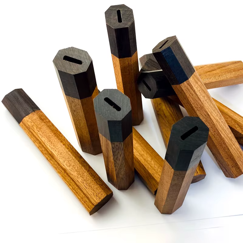 Kibao rouge + manche de couteau octogonal en ébène, pour bricolage, manche de couteau de cuisine de Style japonais, manche de couteau cru de poisson 1 pièce