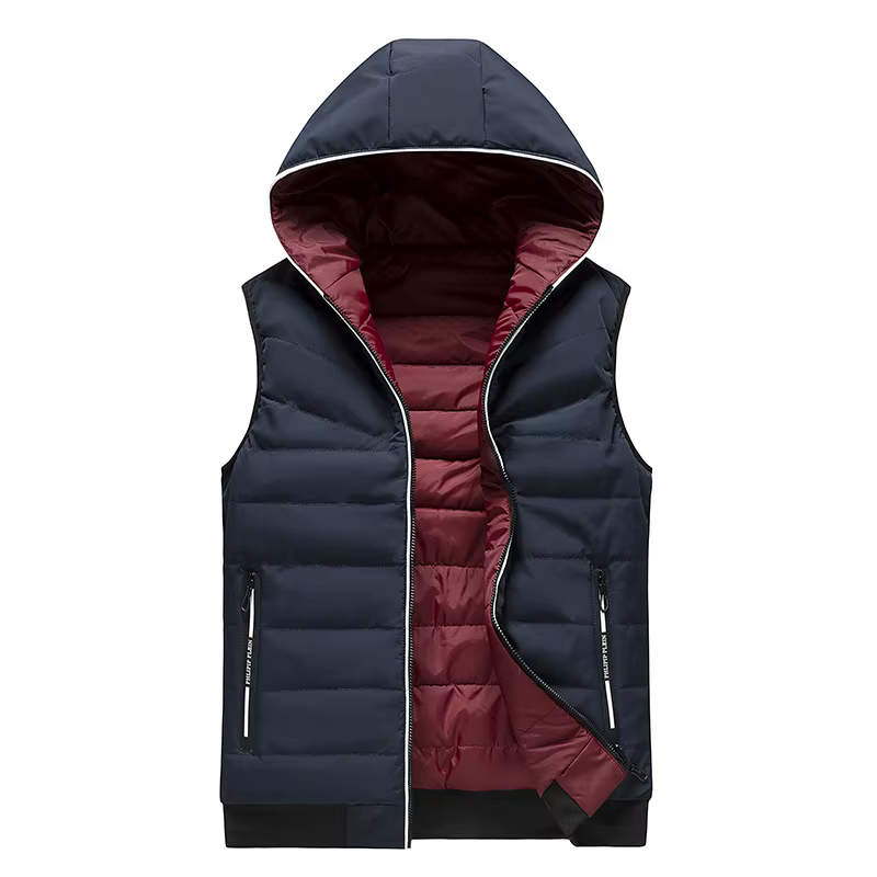 Plus la taille M-6XL 2 en 1 fibrJackets Hommes Réversible Coton Vers Le Bas GlaThicken Rembourré Gilet Homme