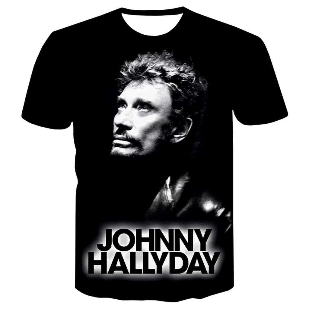 T-shirt de chanteur de Rock Johnny Hallyday T-shirts imprimés en 3D pour hommes et femmes