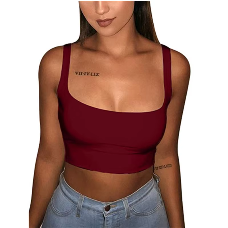 Débardeur GlaCrop Y-Summer pour Femme, Couleur Unie, Blanc, Rouge, Sangle de dehors Précieux