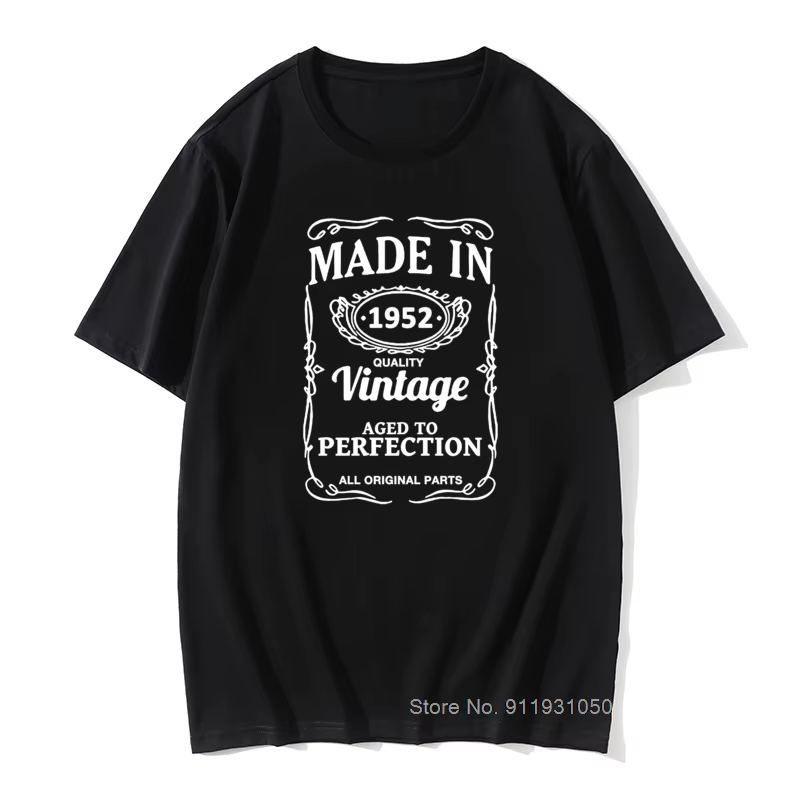 T-shirt imprimé homme 66 67 68 69 70 ans cadeau 1951 1952 1953 1954 1955 motif 100% coton anniversaire
