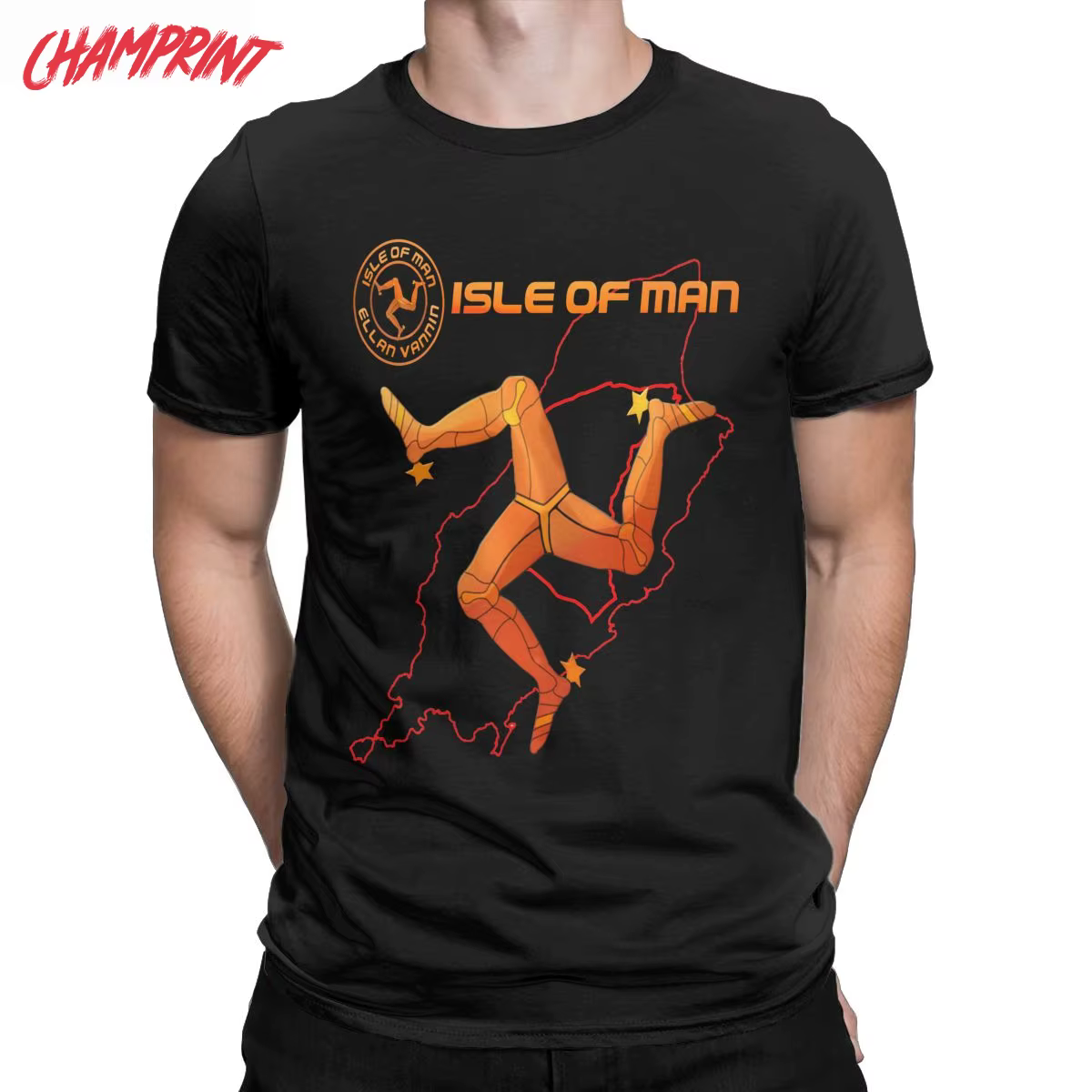 T-shirt imprimé graphique de l'île de Man pour hommes