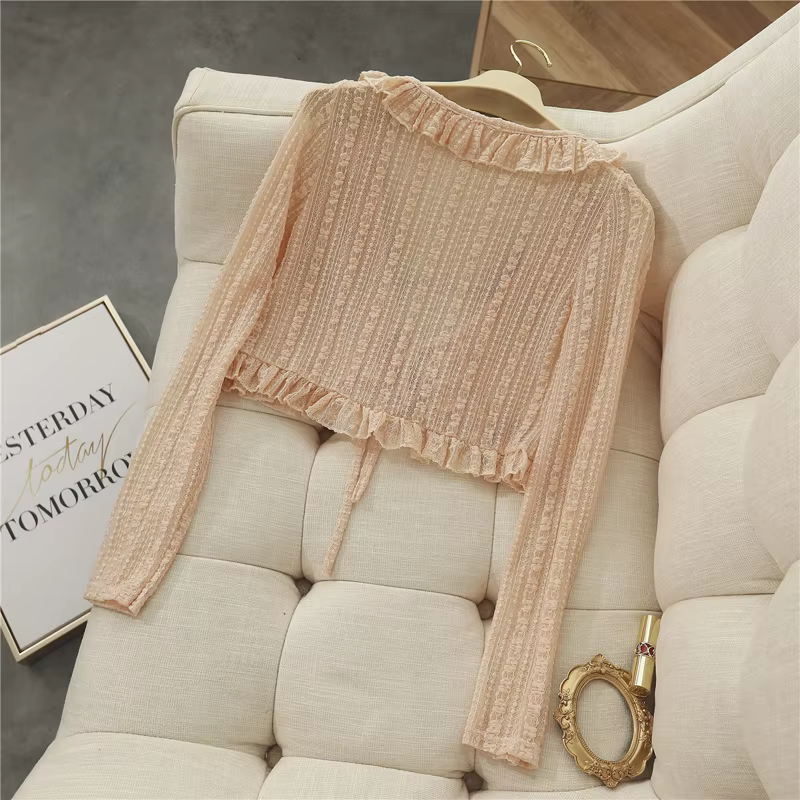 Blouson haussement d'épaules en dentelle pour femme