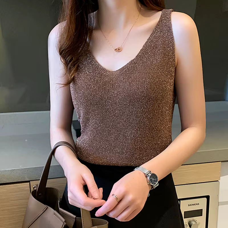 Débardeur en soie brillante pour femme