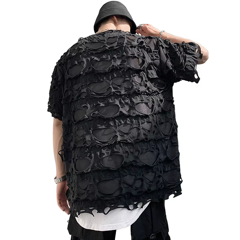 ABOORUN Harajuku hommes cravate colorant T-Shirts haute qualité coton Slim fit