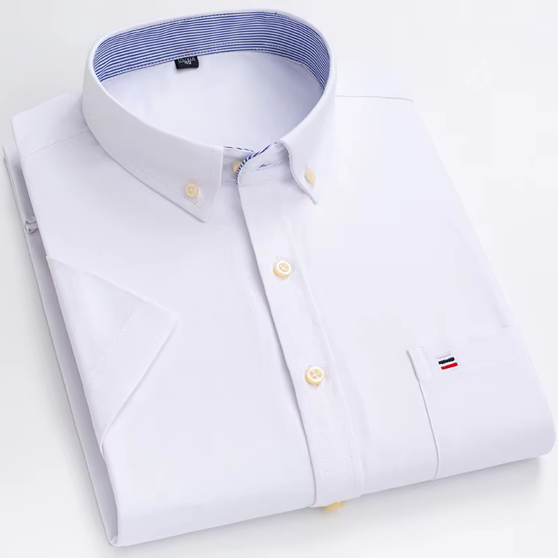 Chemise à carreaux rayée à manches courtes pour hommes