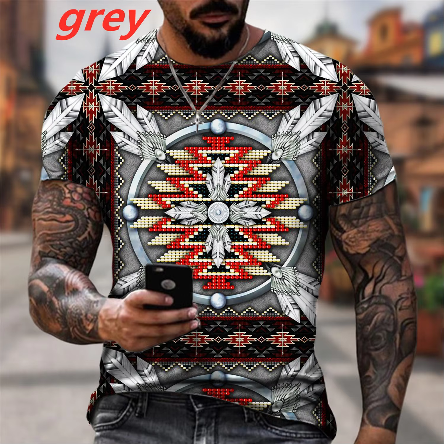 T-shirt à manches courtes imprimé en 3D pour hommes