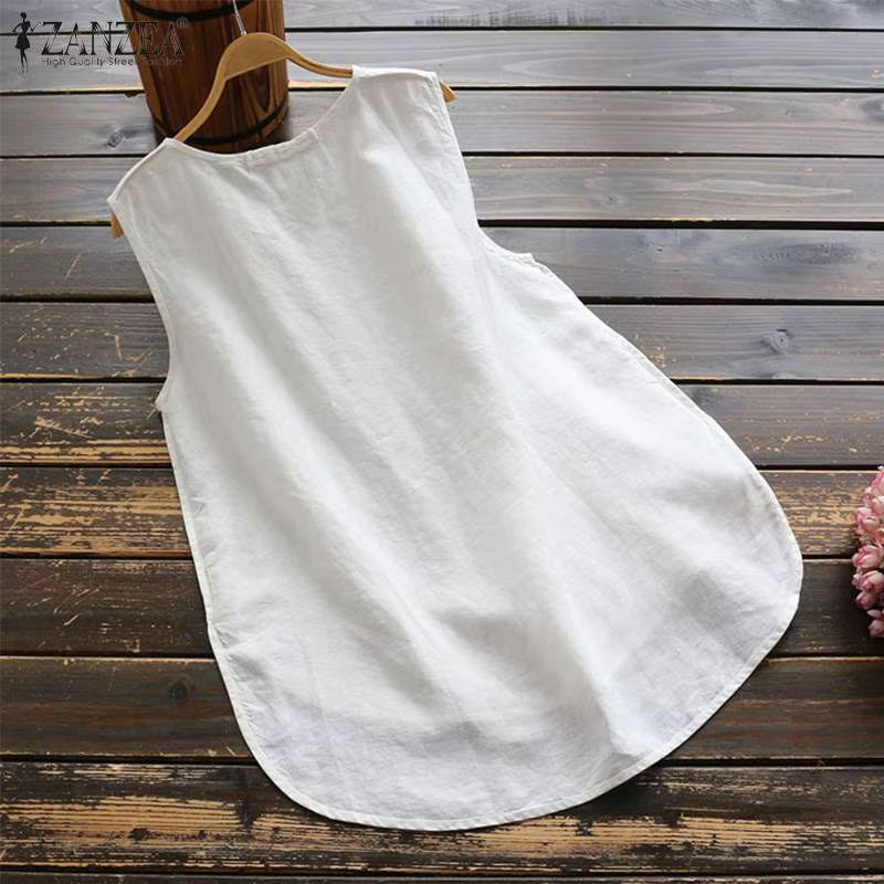 Débardeur Vintage en Coton et Lin pour Femme
