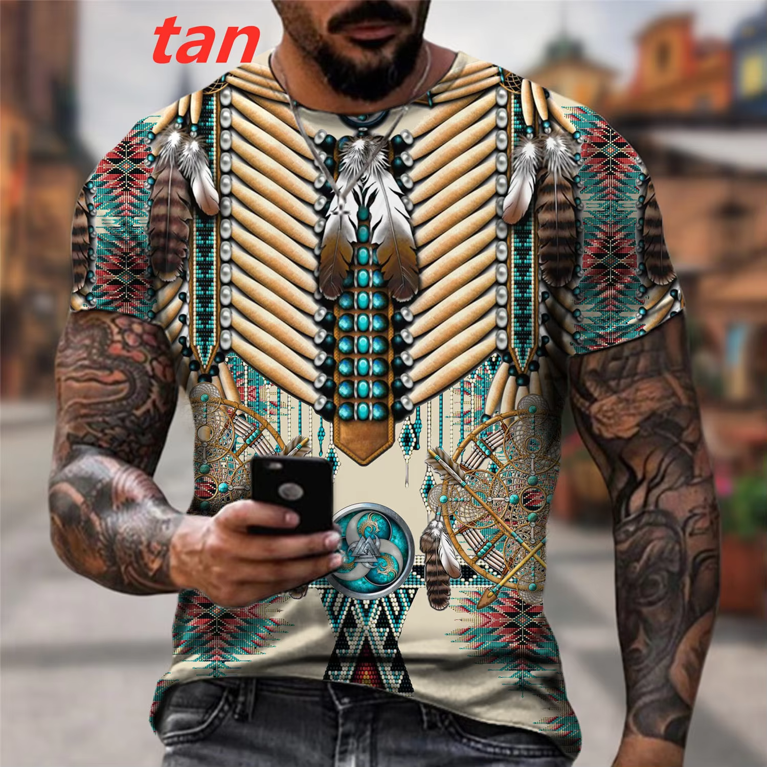 T-shirt à manches courtes imprimé en 3D pour hommes