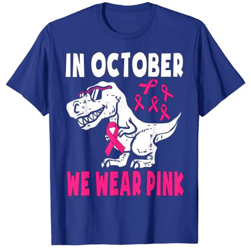 En octobre, nous portons un T-Shirt dinosaure rose pour enfants en bas âge