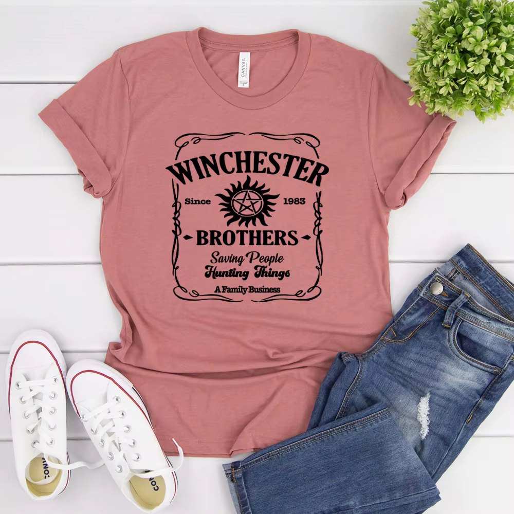 T-shirt inspiré de la série télévisée Winchester Brothers, chemise naturelle, chemises esthétiques vintage, cadeau GérGift, Sam et ROM