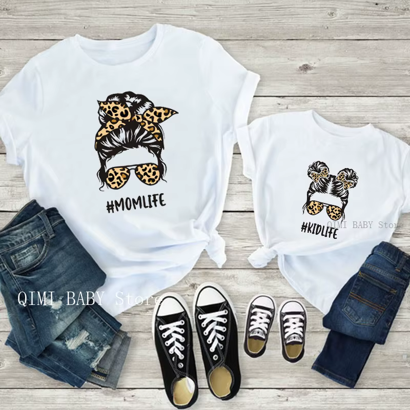 T-shirt d'été à manches courtes pour mère et fille