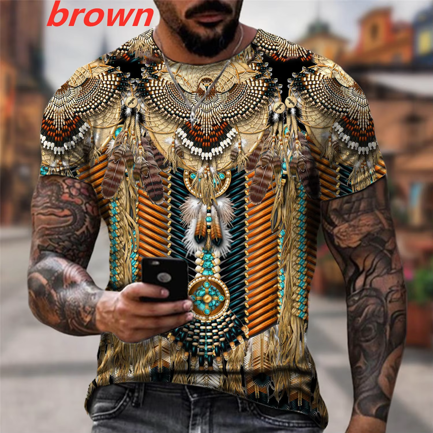 T-shirt à manches courtes imprimé en 3D pour hommes