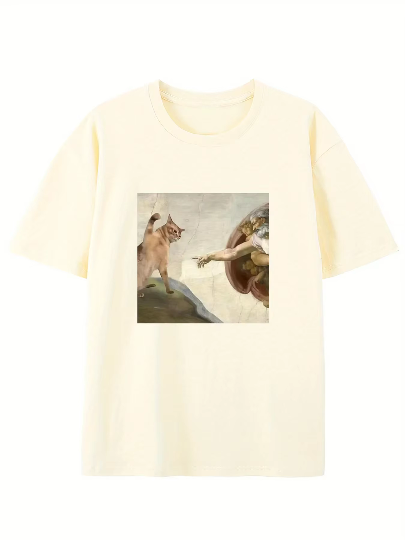 Chat humoristique et Adam Creation parodie graphique T-Shirt décontracté col rond coupe manches courtes pour adulte été