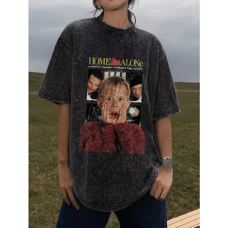 Film de noël seul à la maison T-shirt graphique pour femmes quatre saisons nouveau