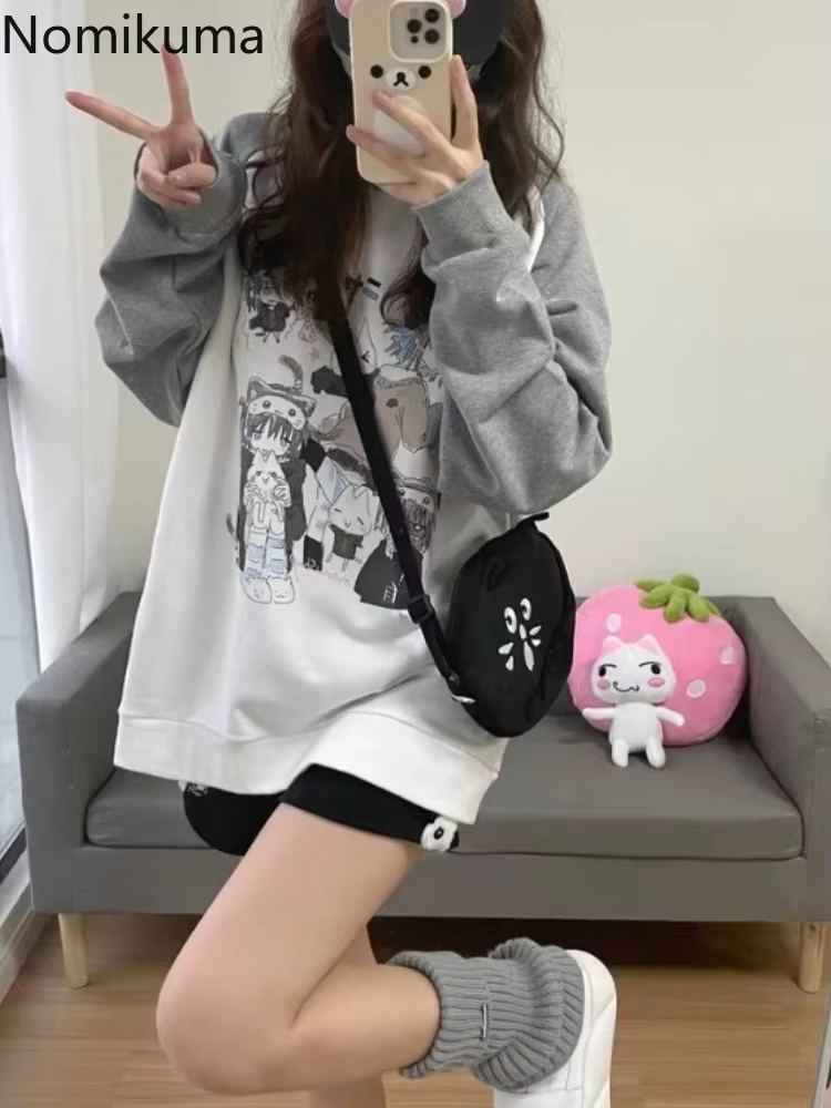 T-Shirt à Manches sulfet Col Rond en Coton pour Femme