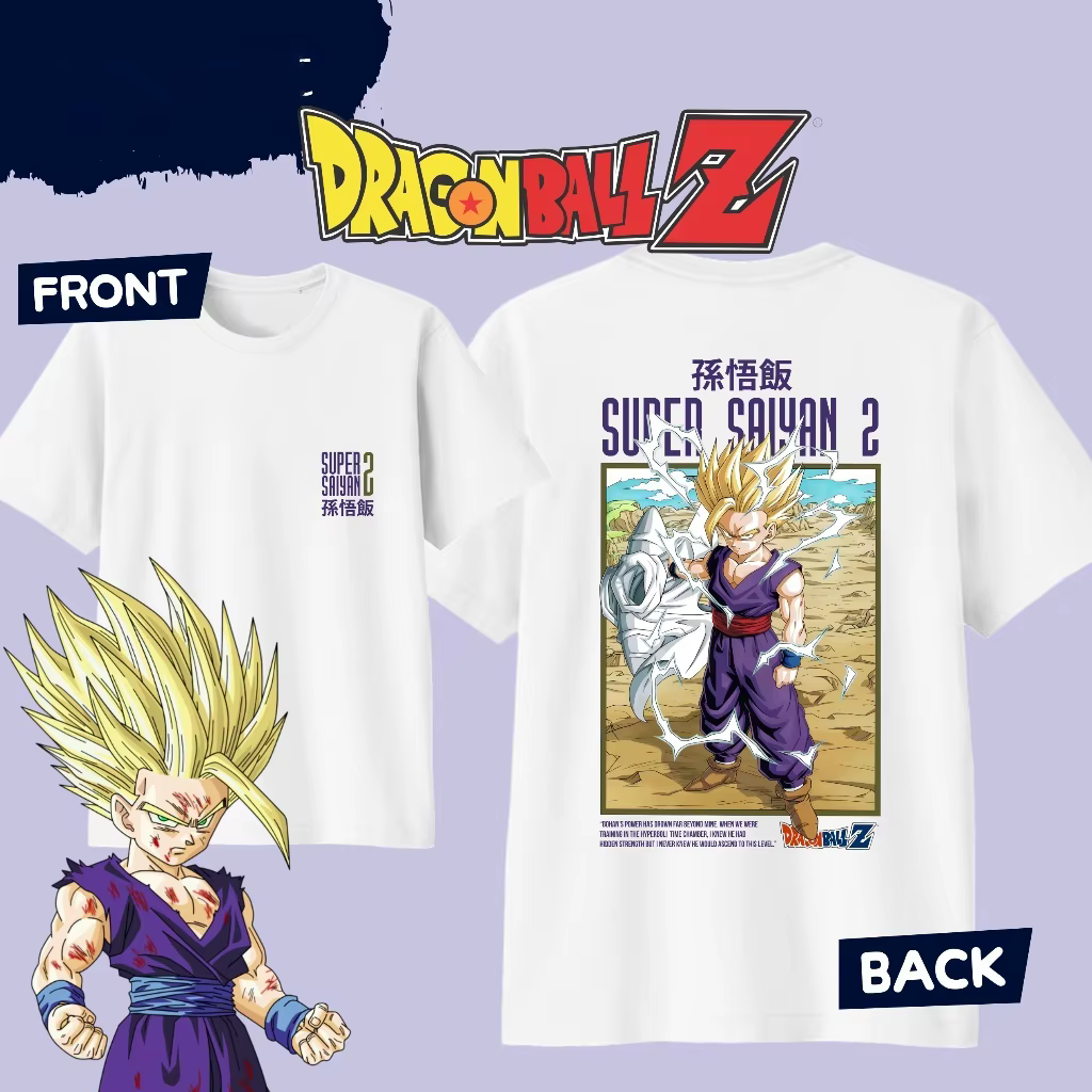 T-shirt Dragon Ball Été 2026 100% Coton Gohan Super Saiyan 2 Coupe Ample Respirant Streetwear Unisexe pour la Gym
