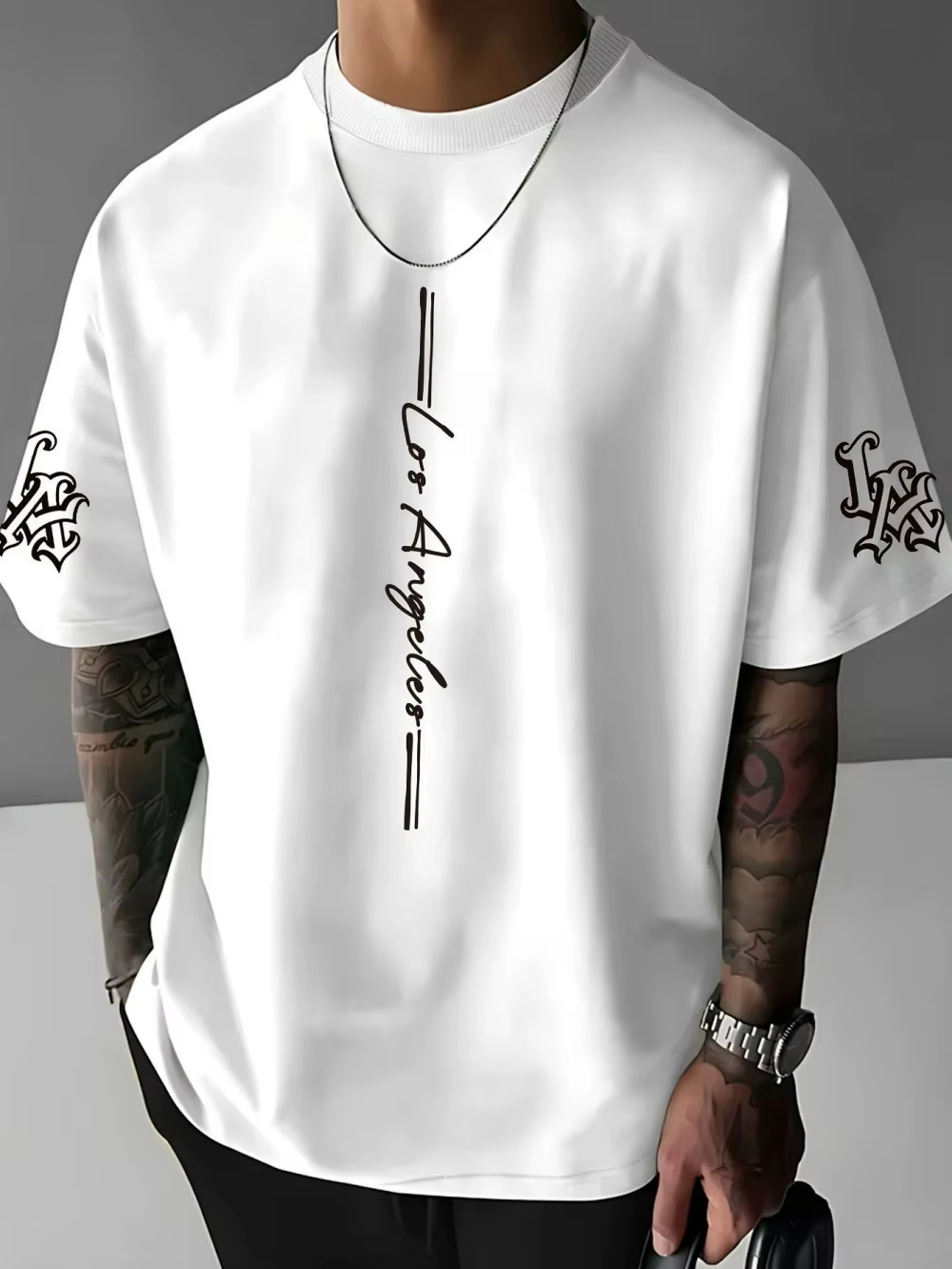 T-shirt Homme Été 2026 - Nouveau Design Minimaliste Lettres Imprimées en 3D - Vêtement de Loisirs Extérieur