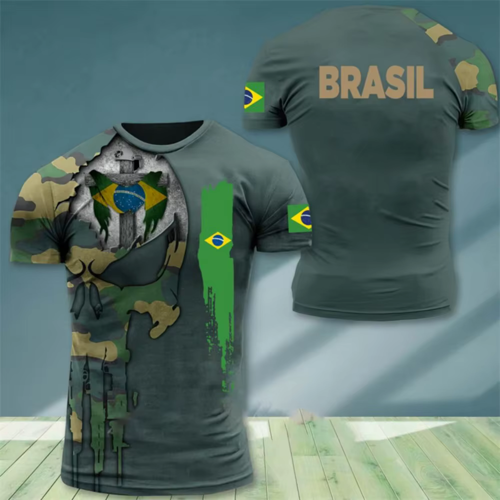 Brésil drapeau hommes T-Shirt impression 3D brésilien