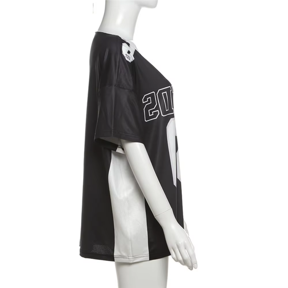 T-shirt asymétrique sportif décontracté à manches courtes