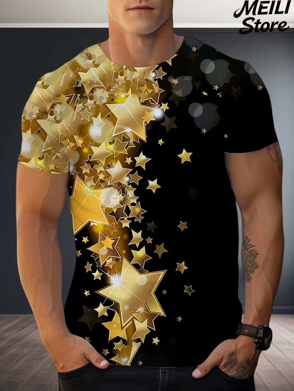 T-Shirt homme étoile élément imprimé