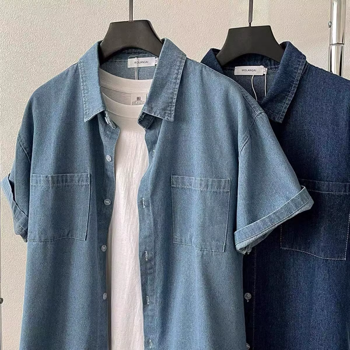 Chemise décontractée vintage en denim ample à manches courtes pour femmes printemps été nouveau style polyvalent col
