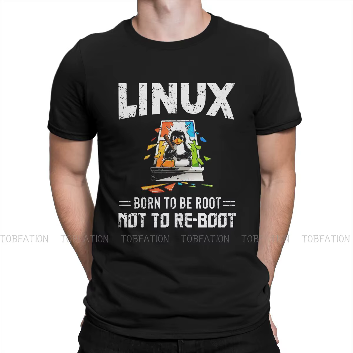Linux Born to Be Root Not To Reboot Unique T-Shirt