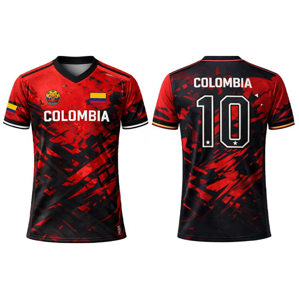 Nouveau Maillot de Foot 2026 Imprimé Drapeau Columbia pour Homme – T-shirt Sportif Respirant Col V Unisexe – Entraînement Décontracté Streetwear – Cadeau Idéal pour les Fans