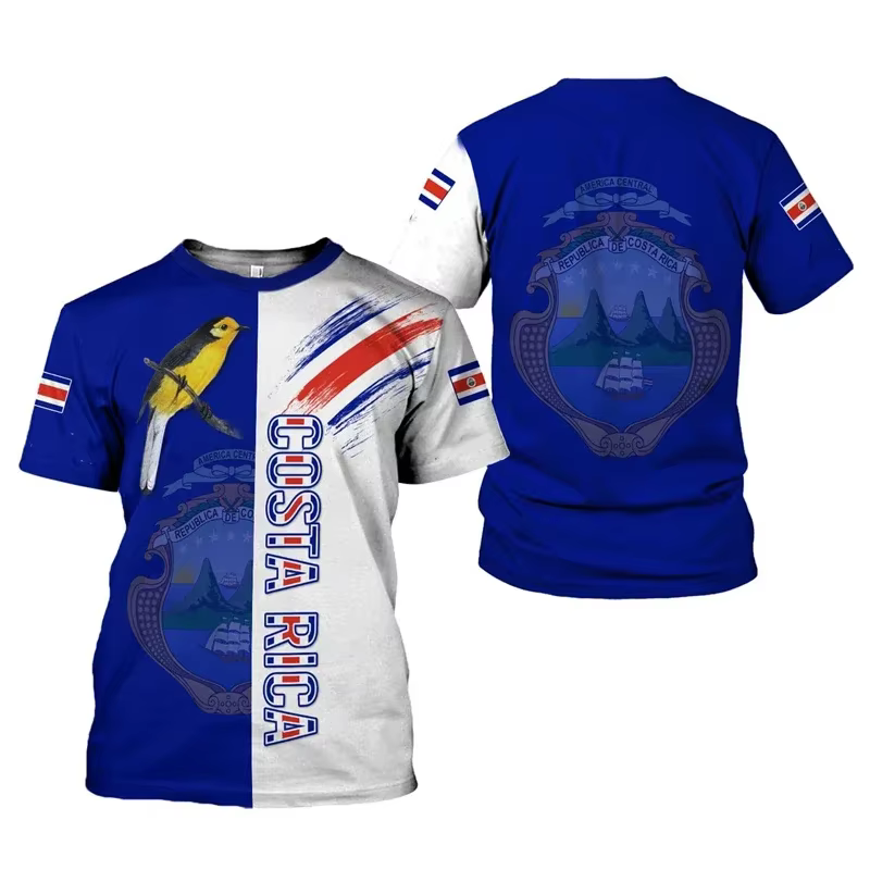 T-shirt personnalisé avec emblème national du Costa Rica pour hommes
