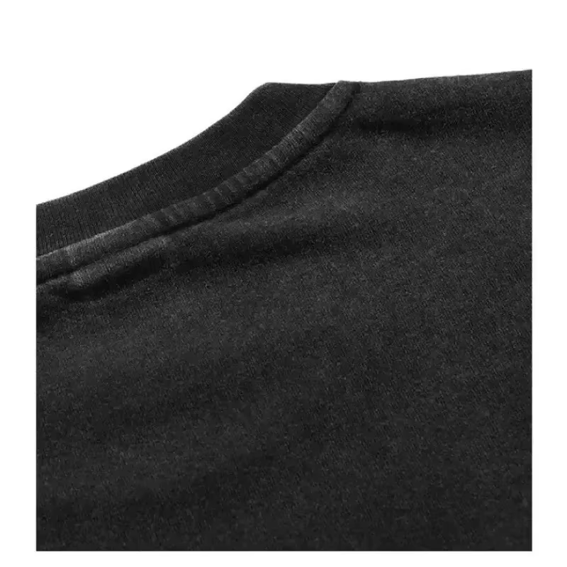 T-shirt unisexe vintage délavé noir surdimensionné à manches courtes