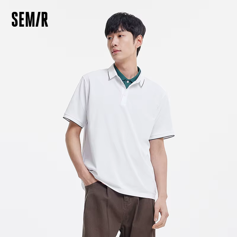 Semir refroidissement antibactérien Anti acariens Polo hommes affaires décontracté 2025 été nouveau bloc de couleur bureau banlieue haut