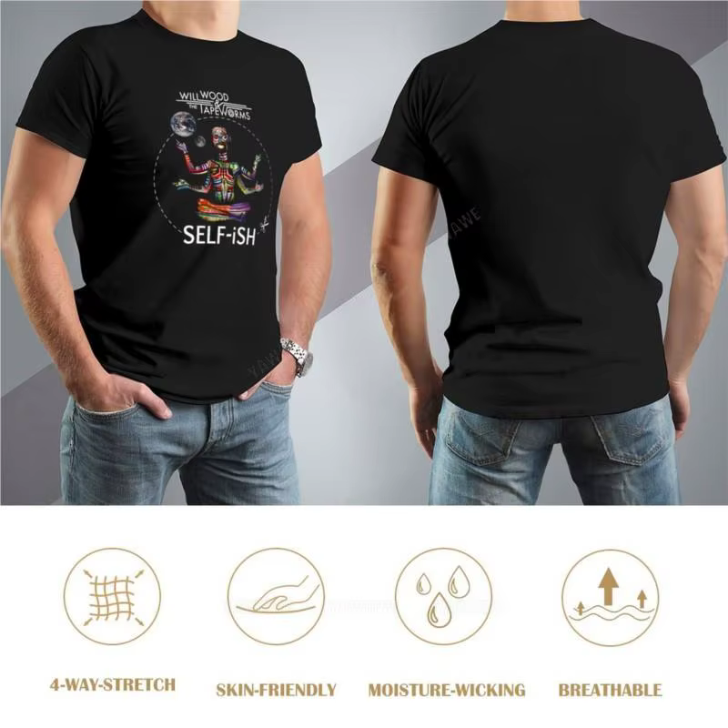 Selfish Self-ish Will Wood T-Shirt hauts mignons t-shirts graphiques chemises d'entraînement pour hommes t-shirt en coton noir pour hommes