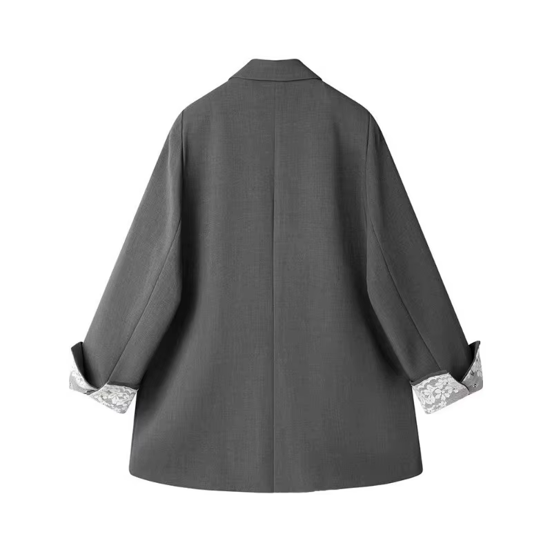 Blazer oversize pour femme avec détail de manchette en dentelle