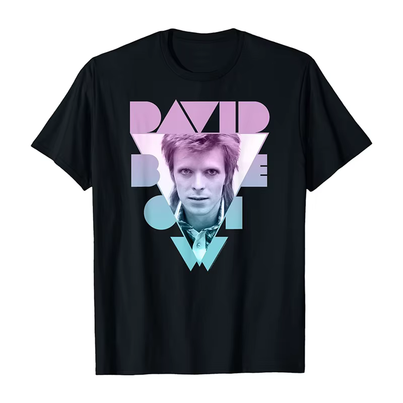 T-shirt imprimé rétro américain pour hommes et femmes, Top David Bowie Rock Singer Art